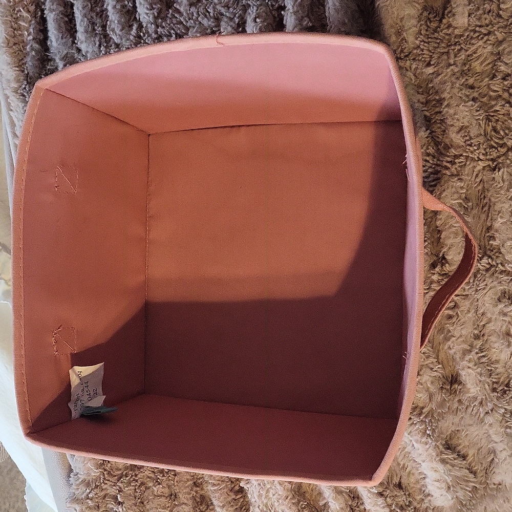 Pink Polka Dot Fabric Storage Baskets / Totes w/ Handles. SET OF 2! - Picture 4 of 8